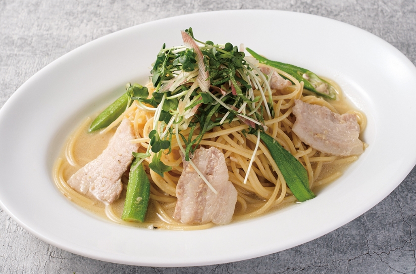 豚バラとわさび。香味野菜香る和パスタ